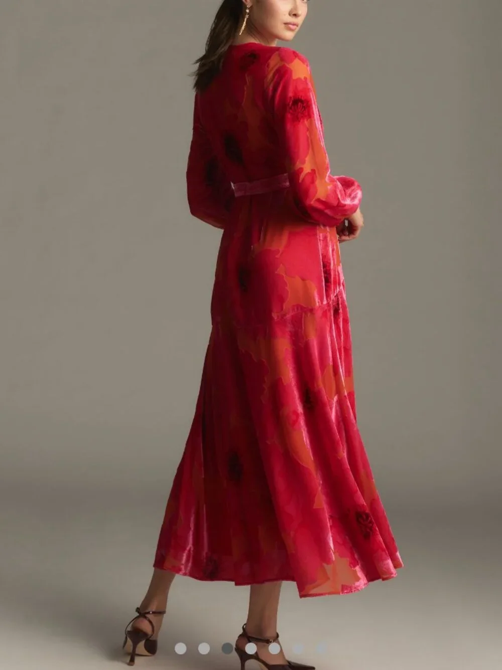 New Anthropologie Hutch Long-Sleeve V-Neck Wrap Midi Dress Velvet XL - Picture 2 of 6